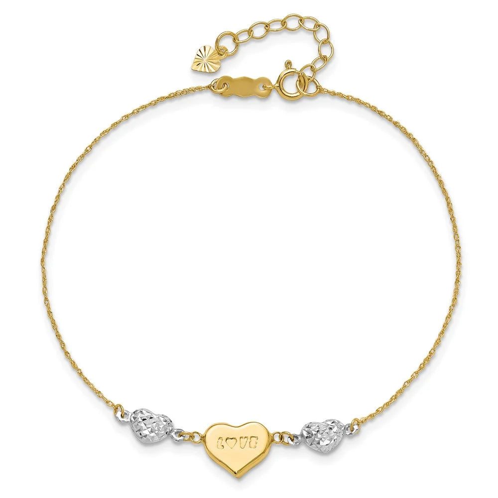 14 Karat Two-Tone Heart Bracelet V950384