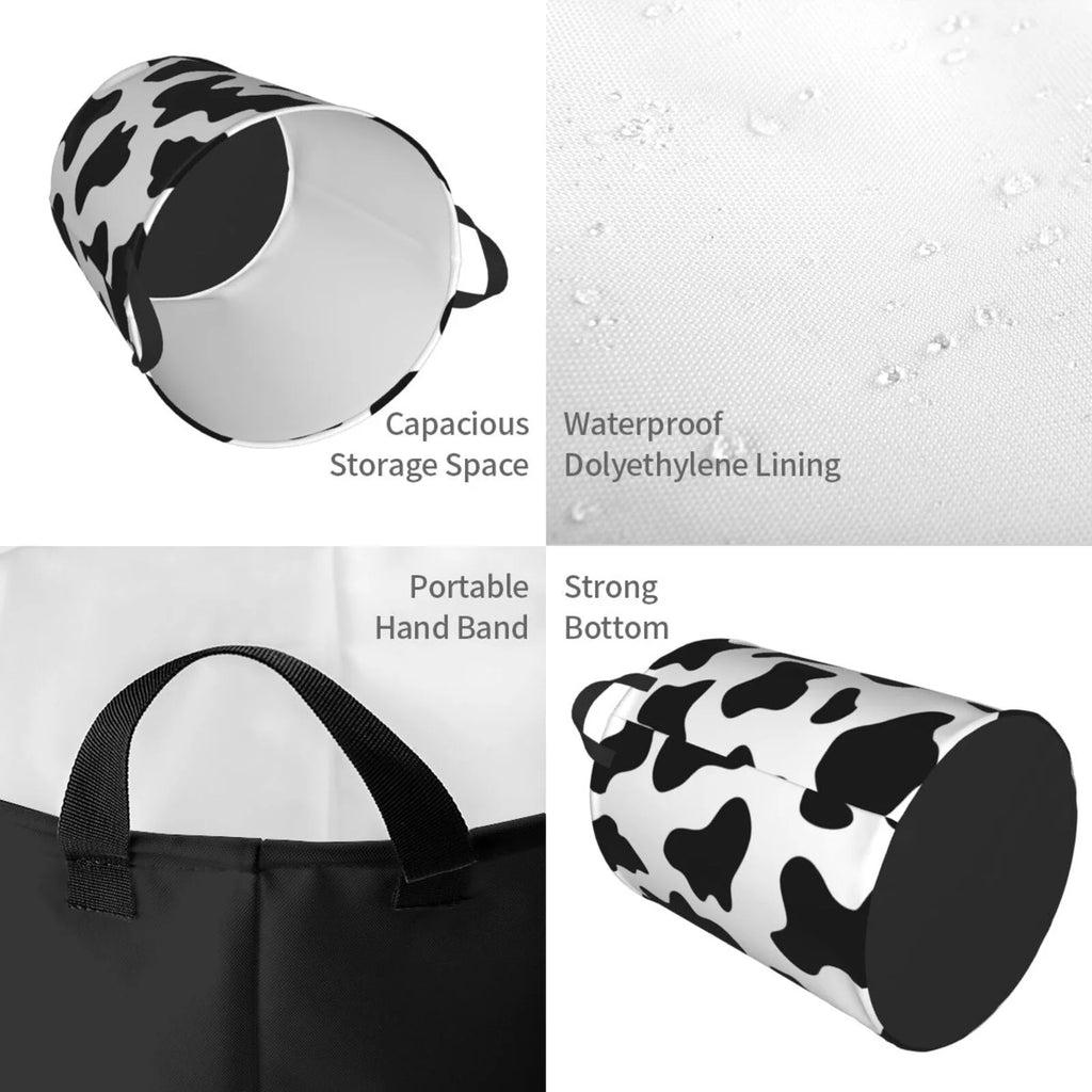 Milk Cow Laundry Hamper with Handles Collapsible Waterproof G346330