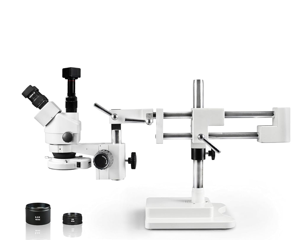 Simul-Focal Trinocular Zoom Stereo Microscope, 3.5x-90x Magnification, 5.0MP Digital Eyepiece Camera P2177