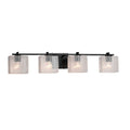 Matte Black 4-Light Bath Bar with Seeded Rectangle Shade G755751