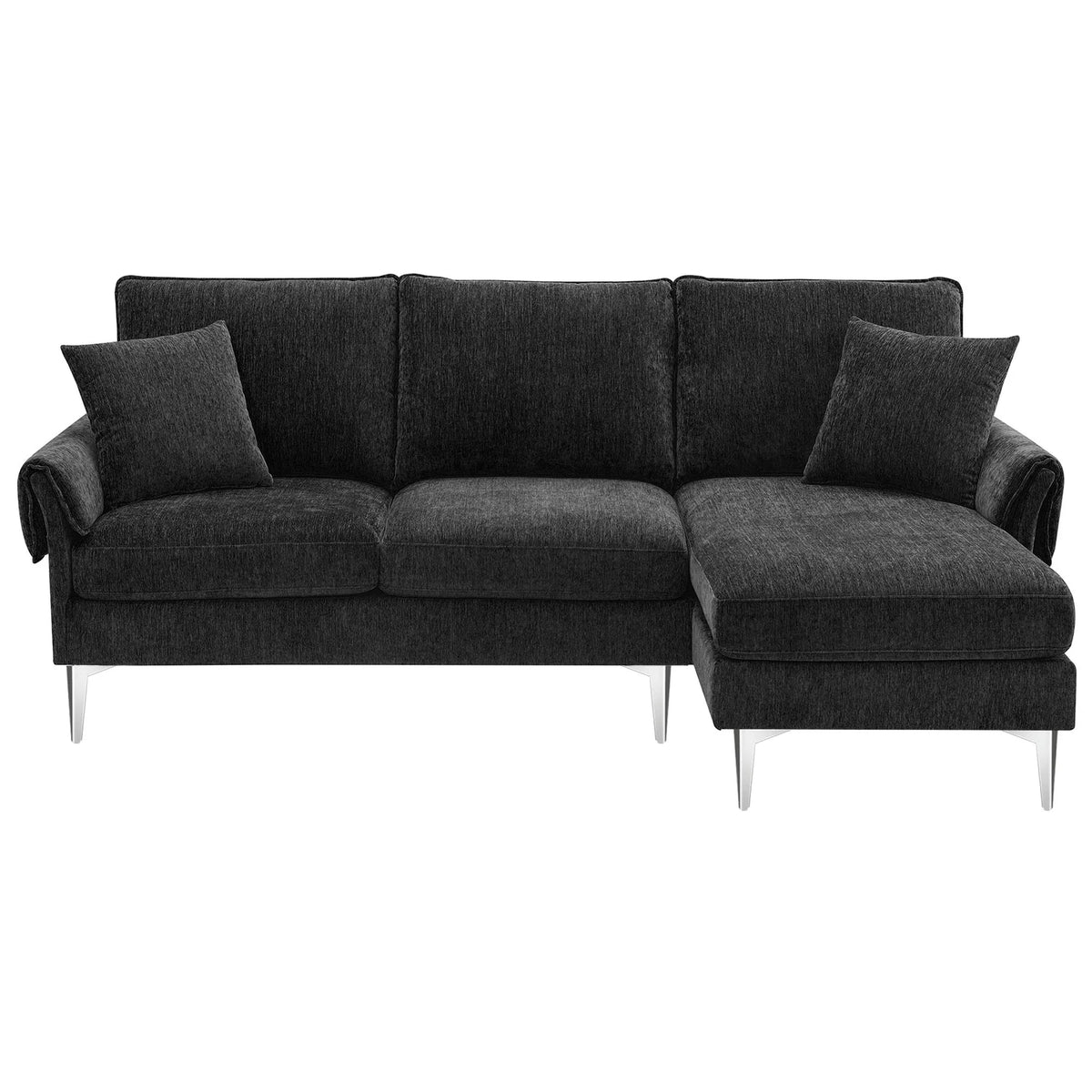 84" L-Shaped Black Sofa with Reversible Chaise I397