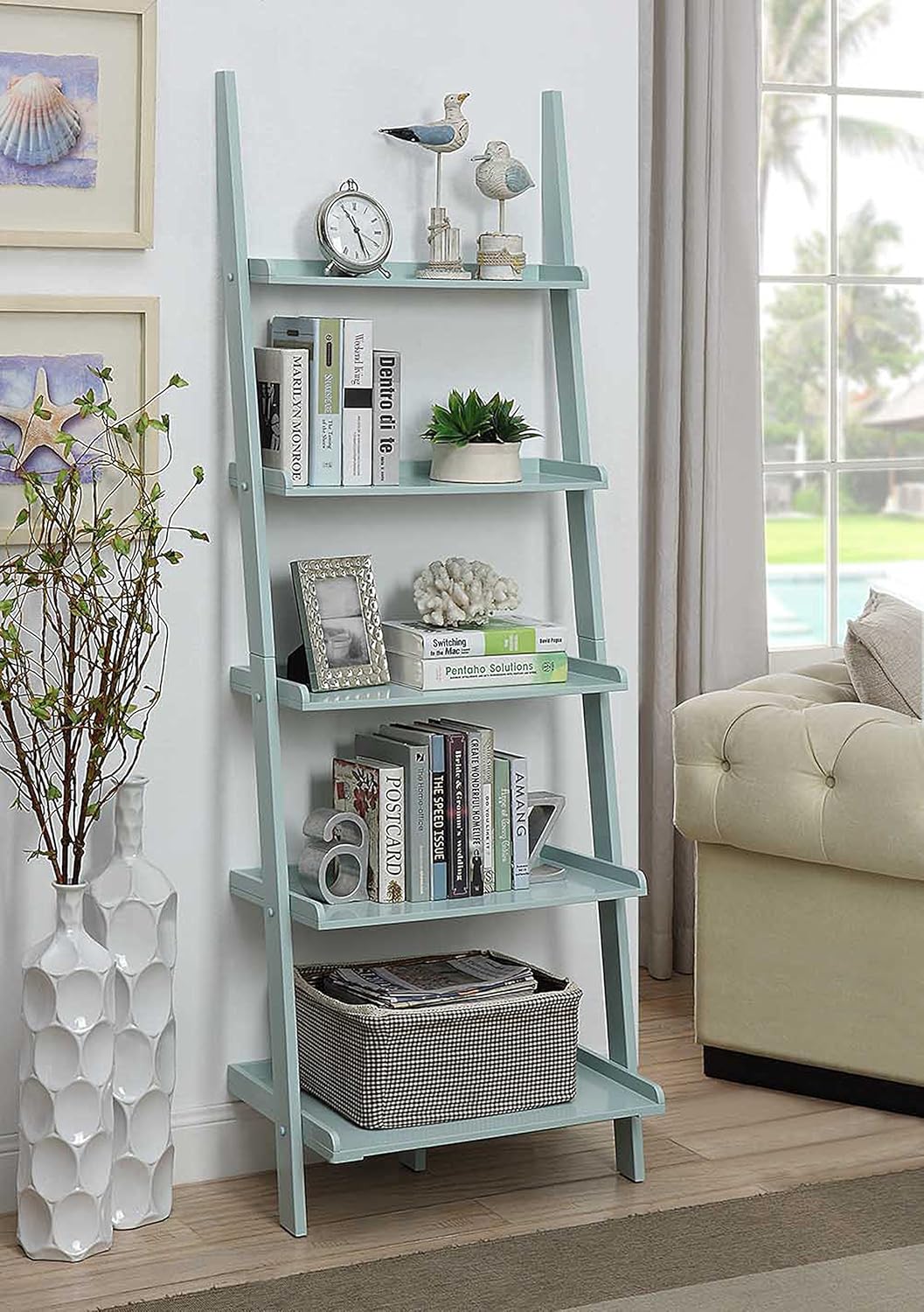 Gray Bookshelf Ladder W82908