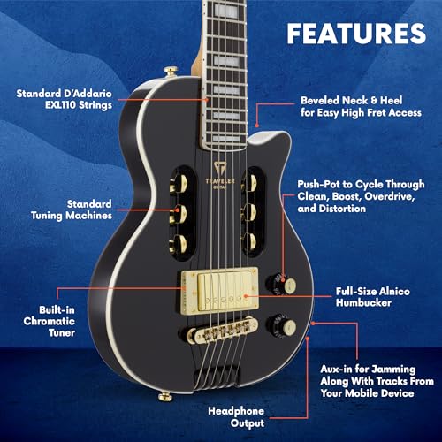 Gloss Black Electric Guitar with Headphone Amp G581