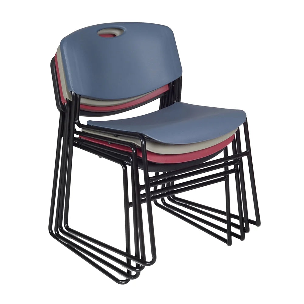 48" Square Breakroom Table and 4 Stack Chairs Q31941