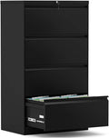 Metal Lateral File Cabinet with 4 Lockable Drawers, Black U60039