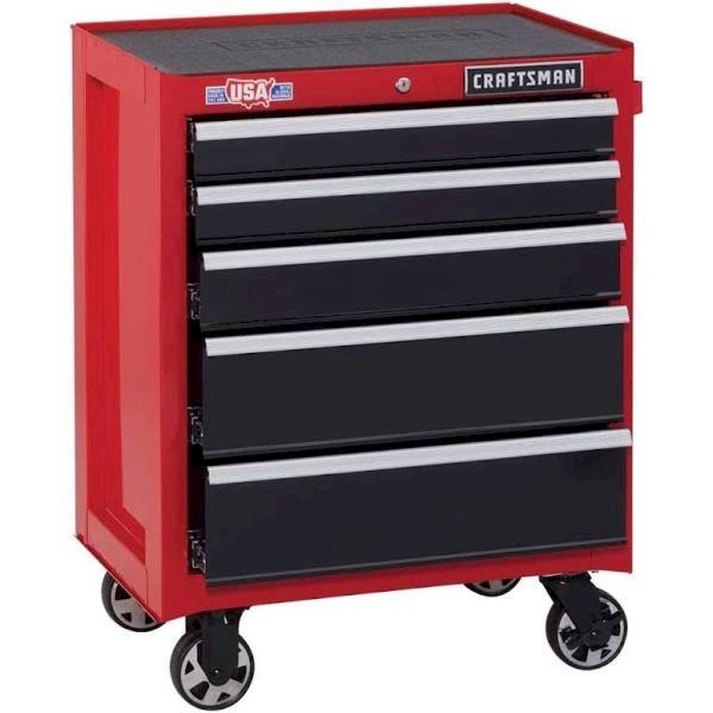 26.5-in W x 34-in H 5-Drawer Steel Red Rolling Tool Cabinet H986302