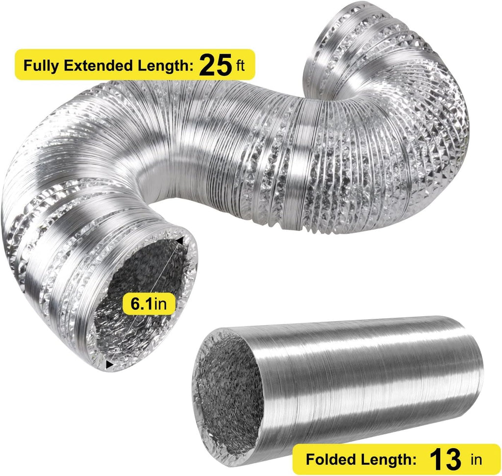 6 Inch 442 CFM Inline Fan with Carbon Filter Ducting and Rope Hangers K8098