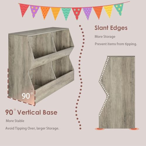 4 Cubby Wooden Toy Storage Bookshelf M746463