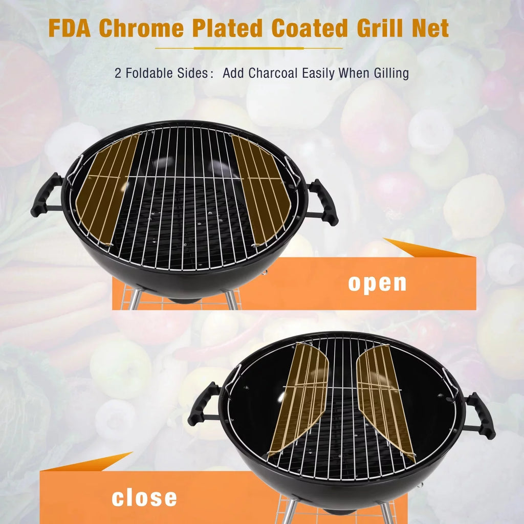22" Portable Charcoal BBQ Grill, Black K92094