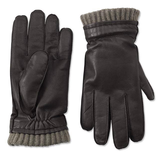 Goatskin And Cashmere Gloves Dark Brown Medium V71207