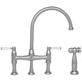 Polished Chrome Bridge Faucet with Gooseneck Spout and Side Spray E34286