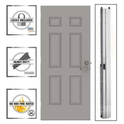 6-Panel Steel Gray Security Commercial Door with Hardware R86385