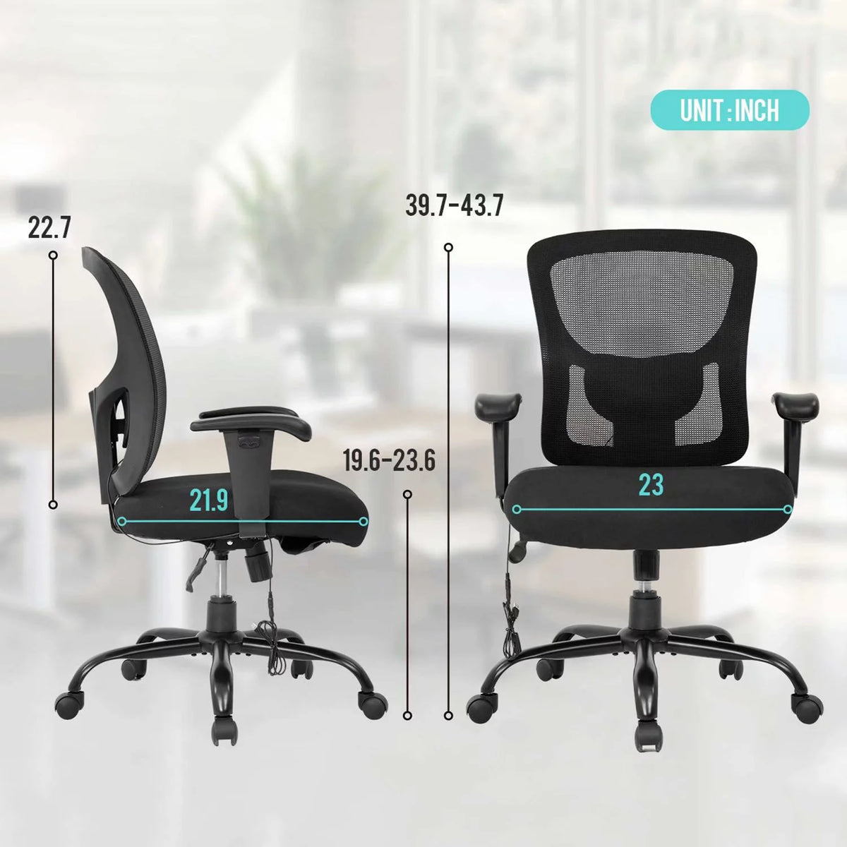 Big & Tall Ergonomic Mesh Office Chair with Lumbar Support W499