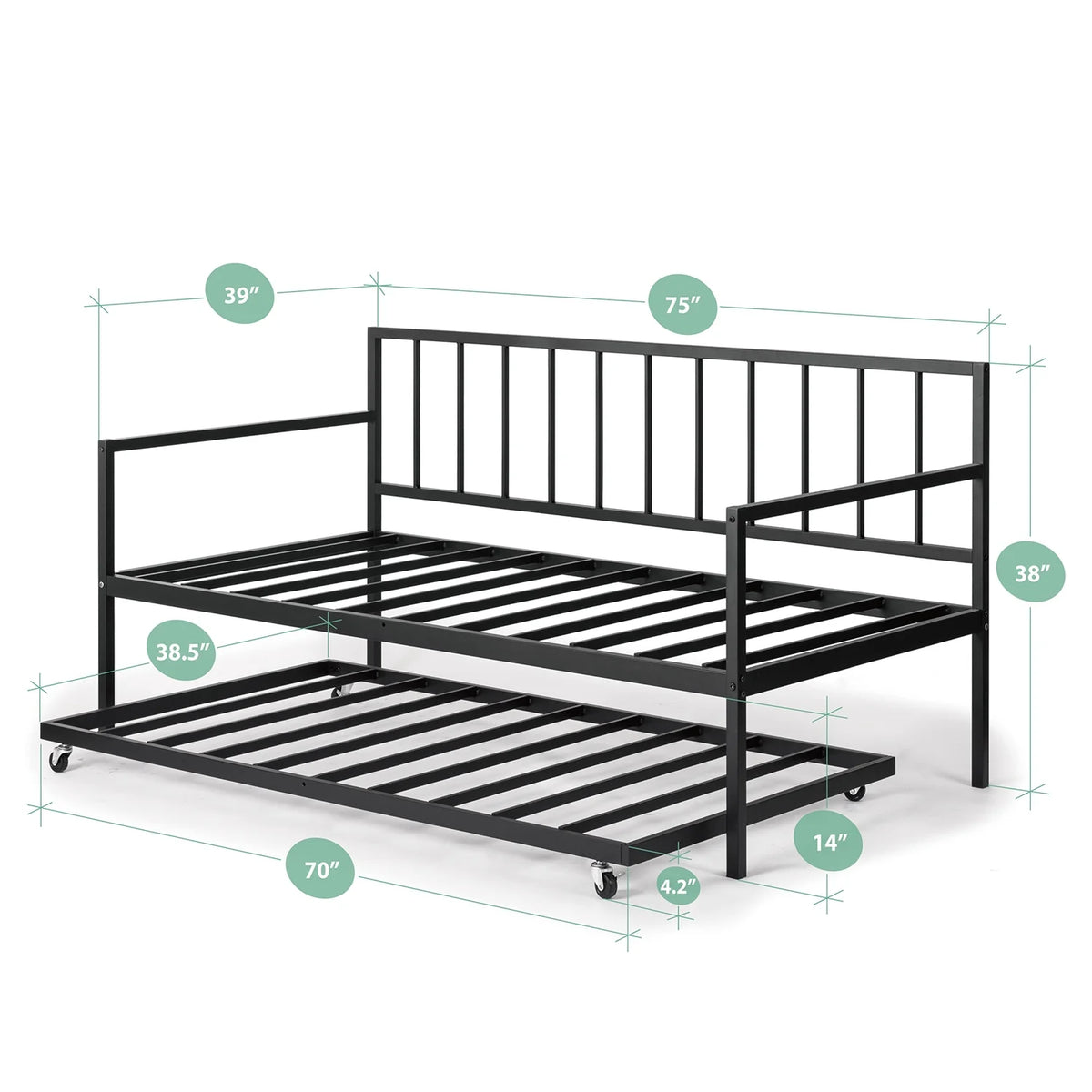 Black Twin Daybed & Trundle Set H980