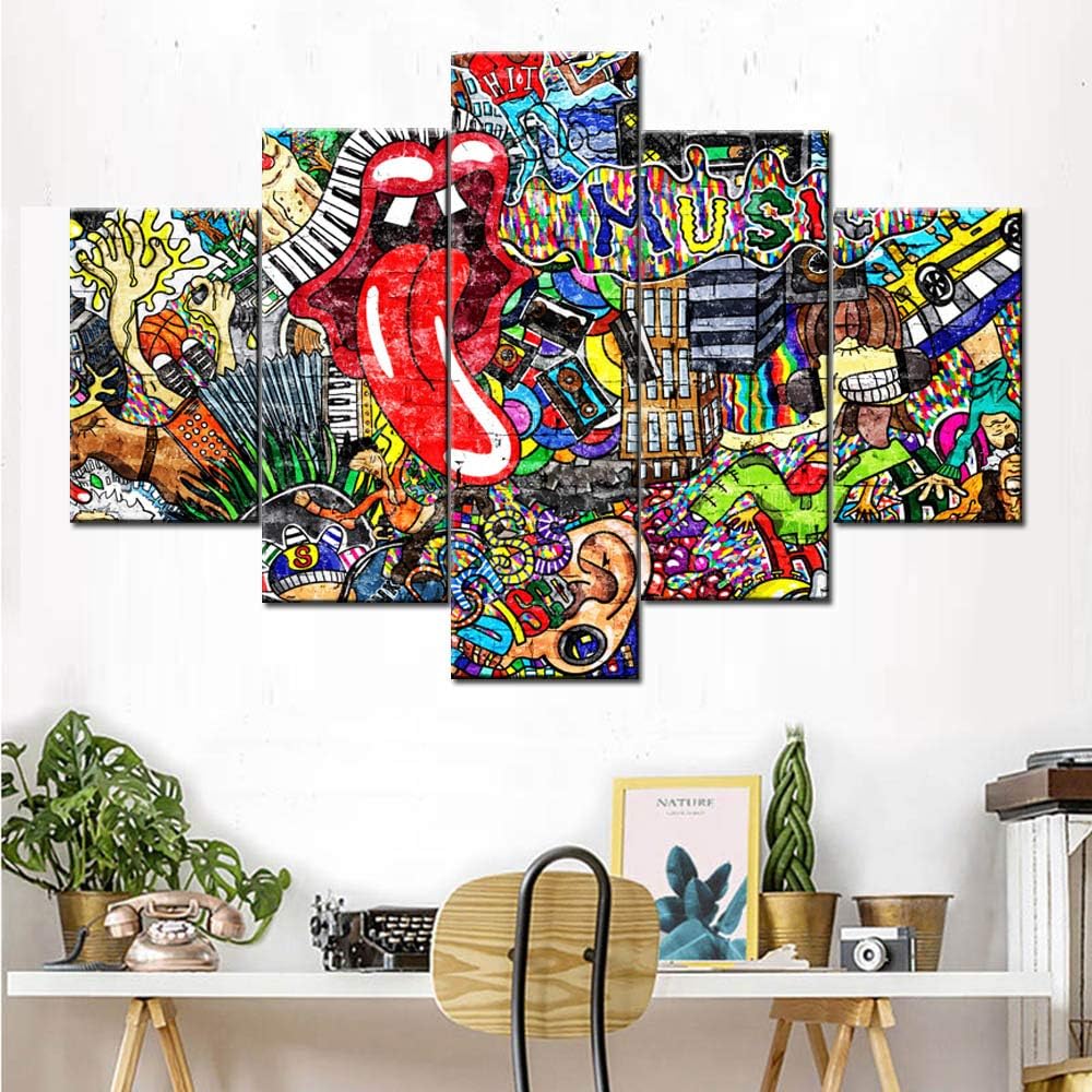 Black and White 5 Piece Canvas Wall Art Turntables Paintings X949676