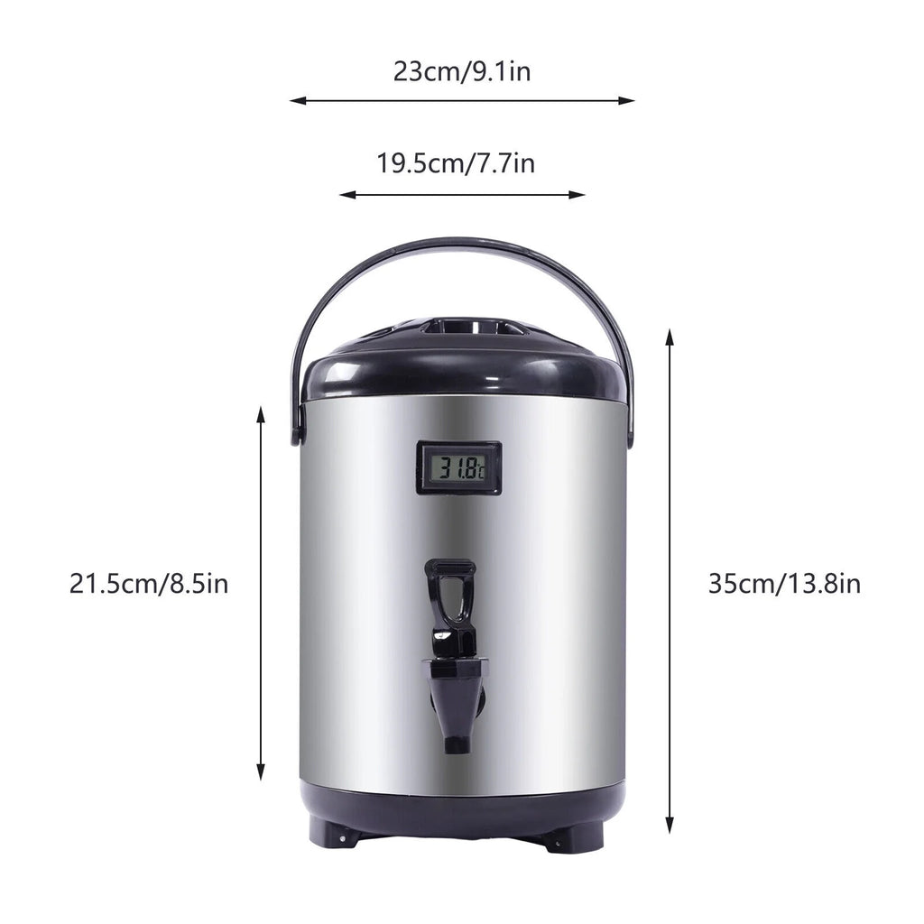 Silver Insulated Beverage Dispenser with Spigot, 2.1 gal Stainless Steel E147353