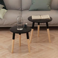 Black 2 Piece Solid Pinewood Side Table Set E19363