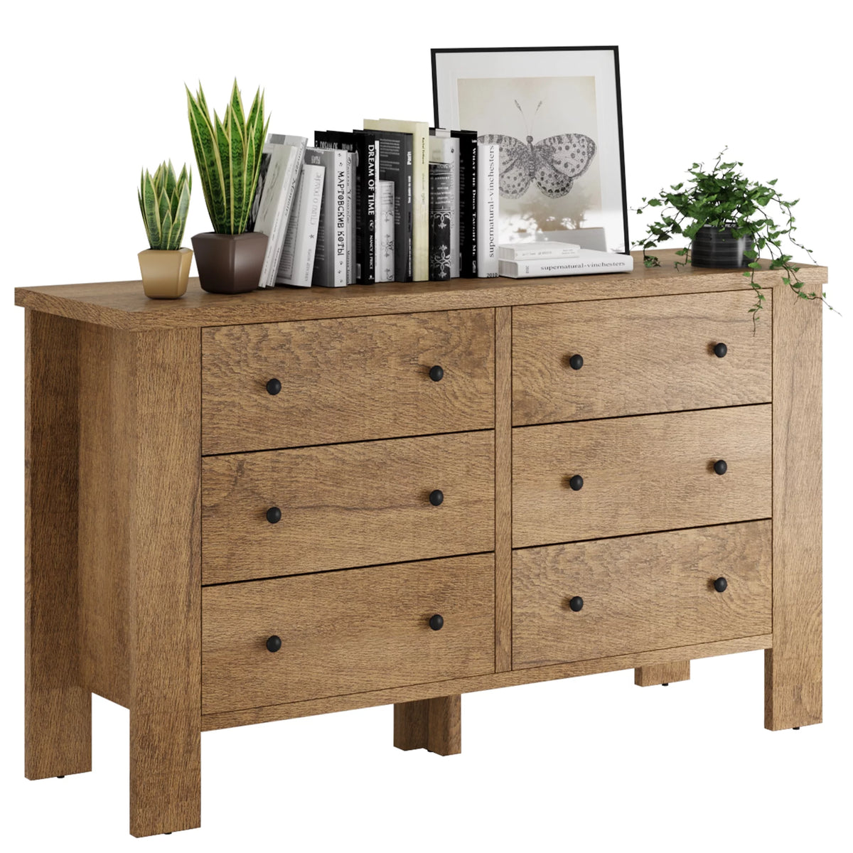 6 Drawer Wood Dresser with Round Handles Z658