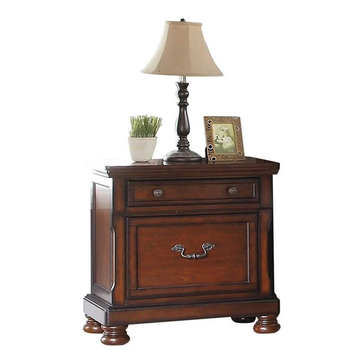Cherry Finish 1pc Nightstand Bedside Table R4579