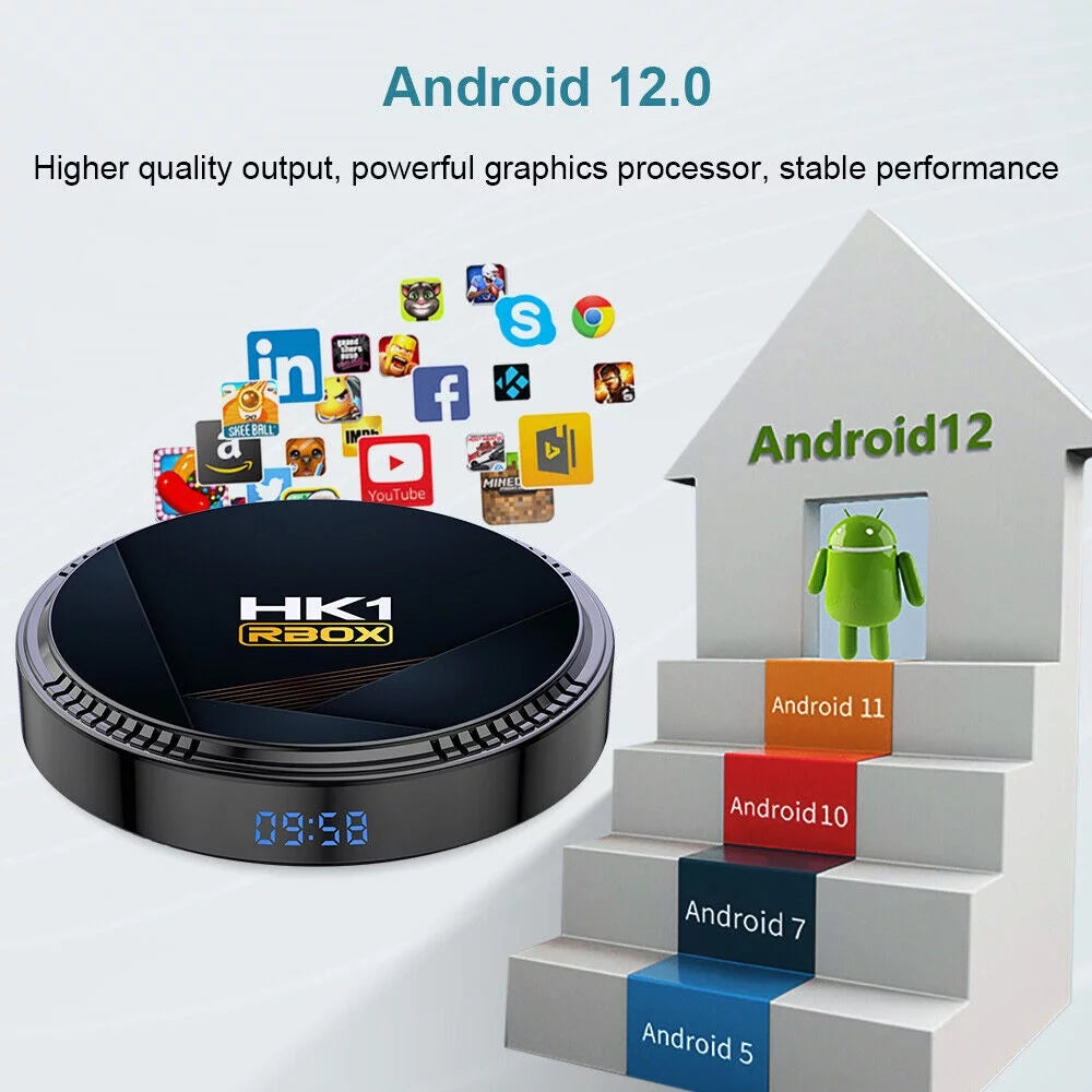 Android 12.0 4+32GB Ultra HD 6K HDR WiFi TV Streamer Player T8821