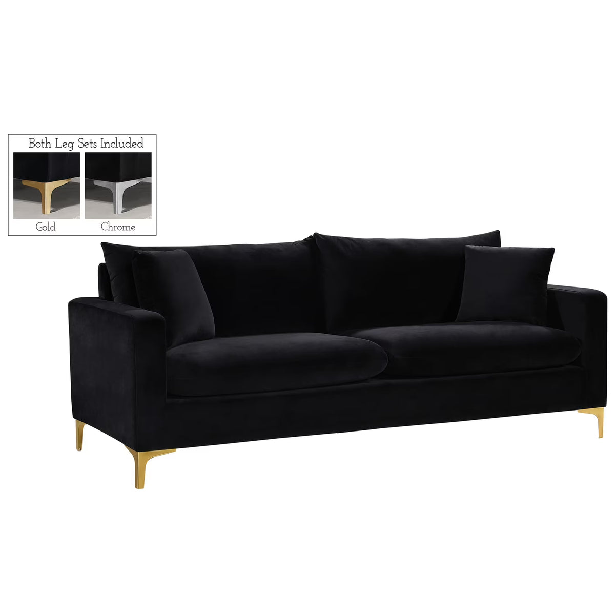 Black Velvet Sofa C23645