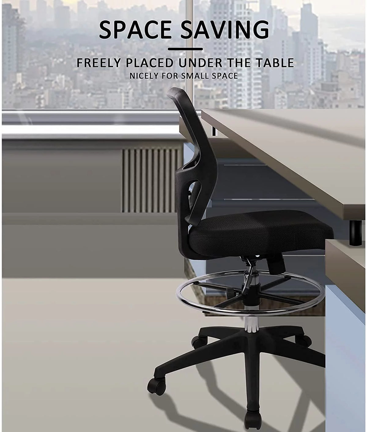 Ergonomic Height Adjustable Rolling Office Chair with Foot Ring T33863