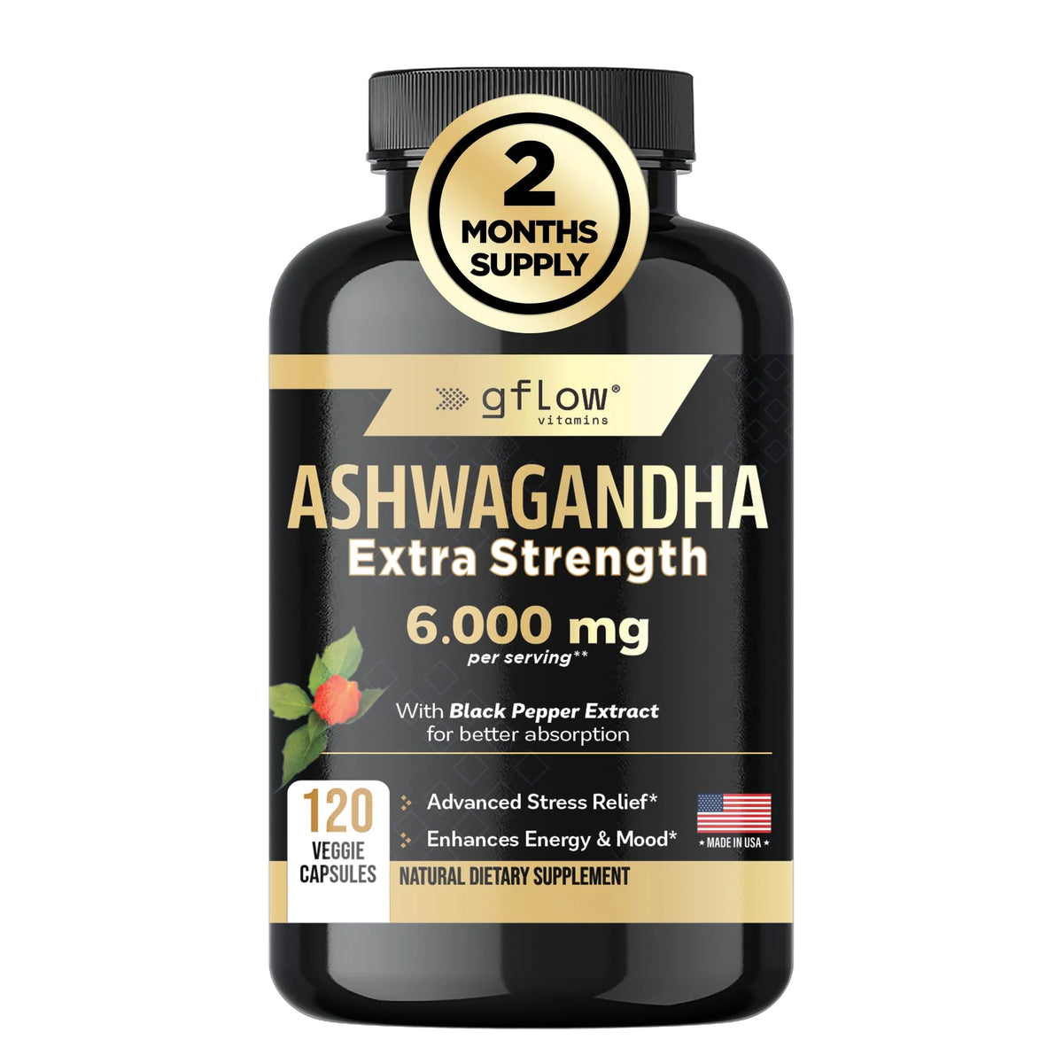 Ashwagandha 6000mg Black Pepper Capsules W214307