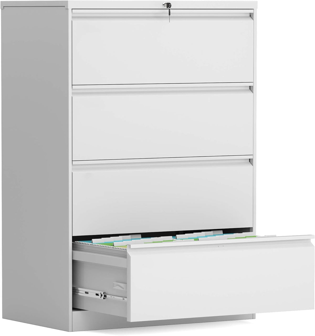 Metal Lateral File Cabinet with 4 Lockable Drawers, Black U60039