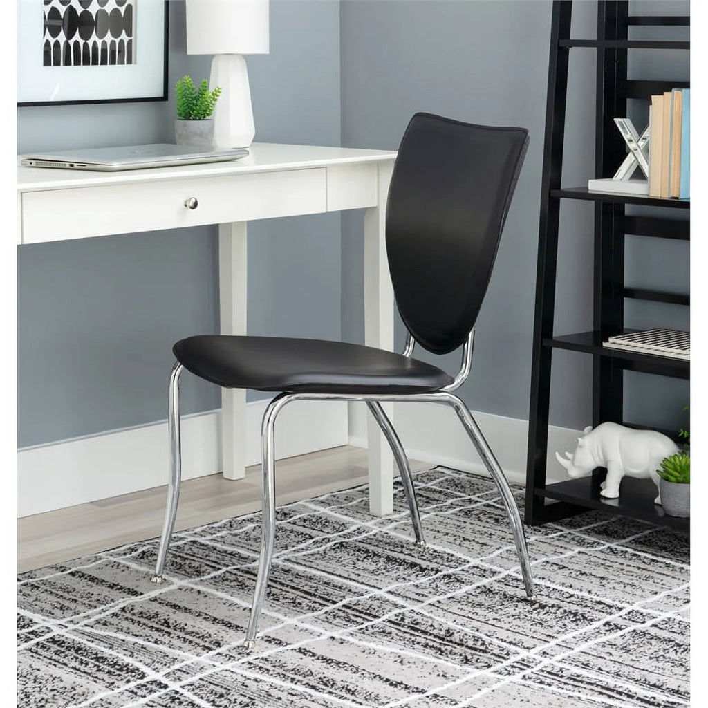 Black Metal Stacking Side Chairs Set of Two F136