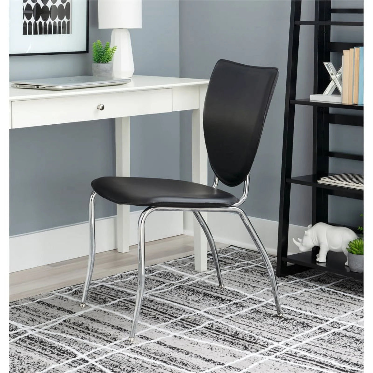 Black Metal Stacking Side Chairs Set of Two F136