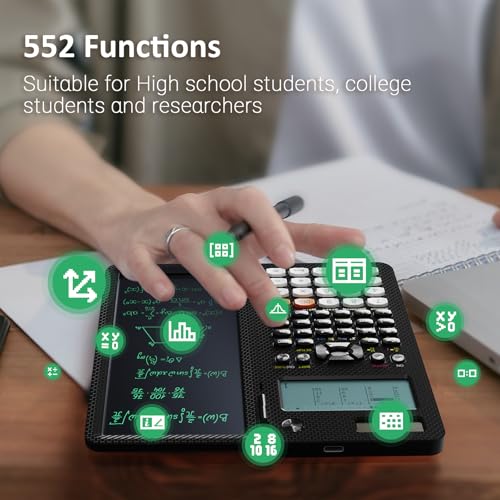 Black Rechargeable Scientific Calculator with Writing Pad and Hard Case Z12875