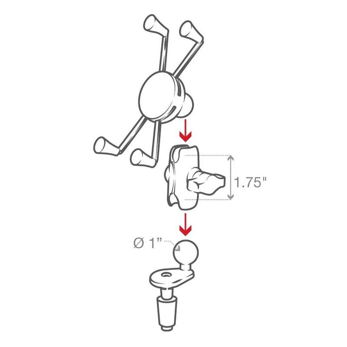 Large Phone Mount with Motorcycle Fork Stem Base Y37272