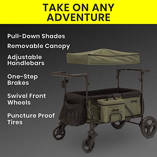 Black/Green Stroller Wagon with Cooler Bag and Parent Organizer J394622