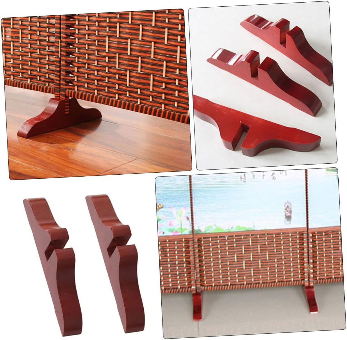 2pcs Wooden Partition Stand Base J6705
