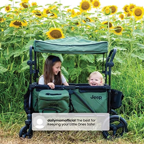 Black/Green Stroller Wagon with Cooler Bag and Parent Organizer J394622