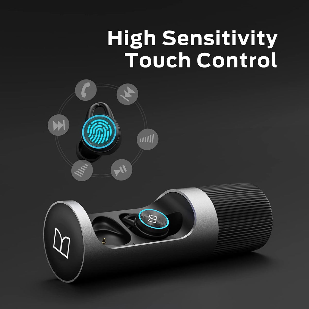 Wireless Earbuds with Rotating Metal Charging Case, 8 Hours Playback, Pack of 2 M652159