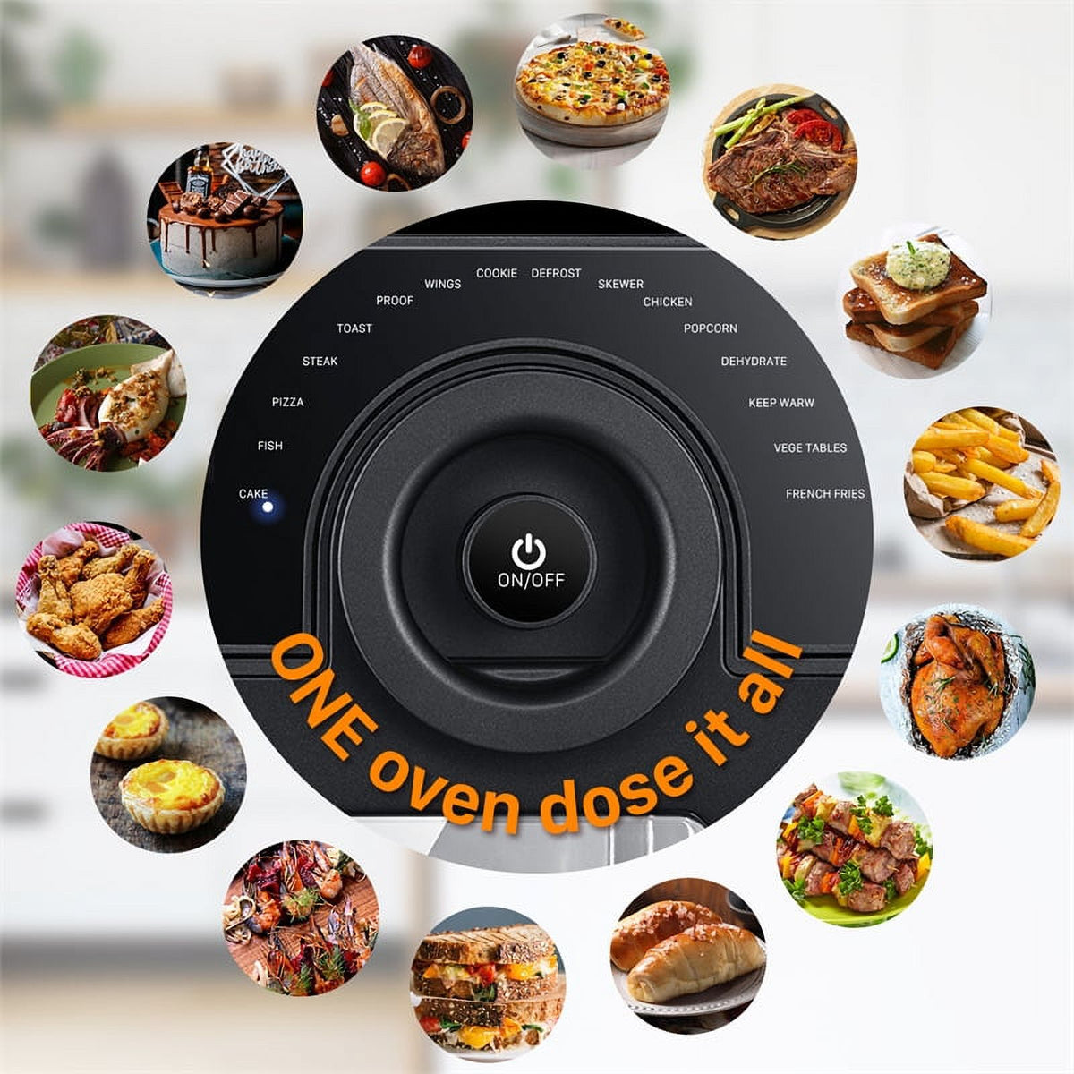 Black 16-in-1 Digital Air Fryer Oven with Rotisserie and Dehydrator R85934