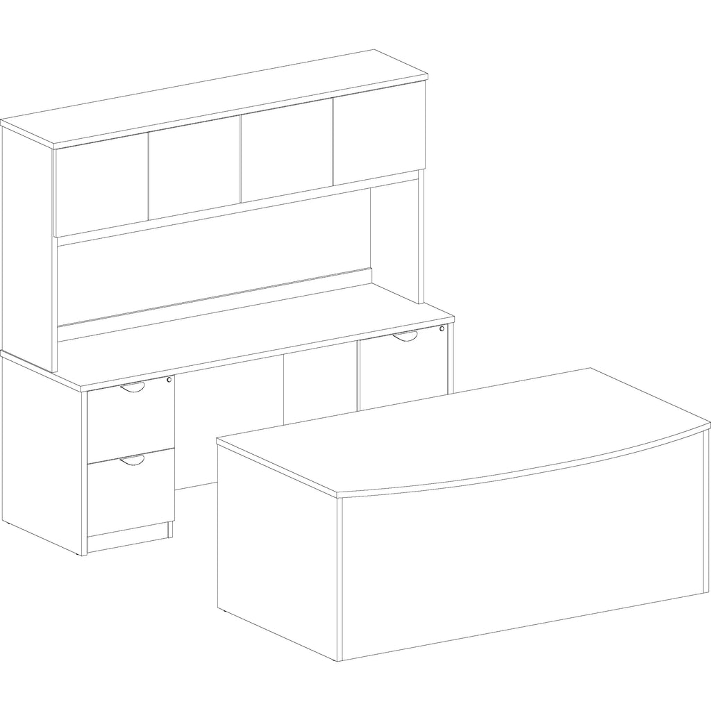 Mahogany Laminate 2 Drawer Double-Pedestal Credenza R11930