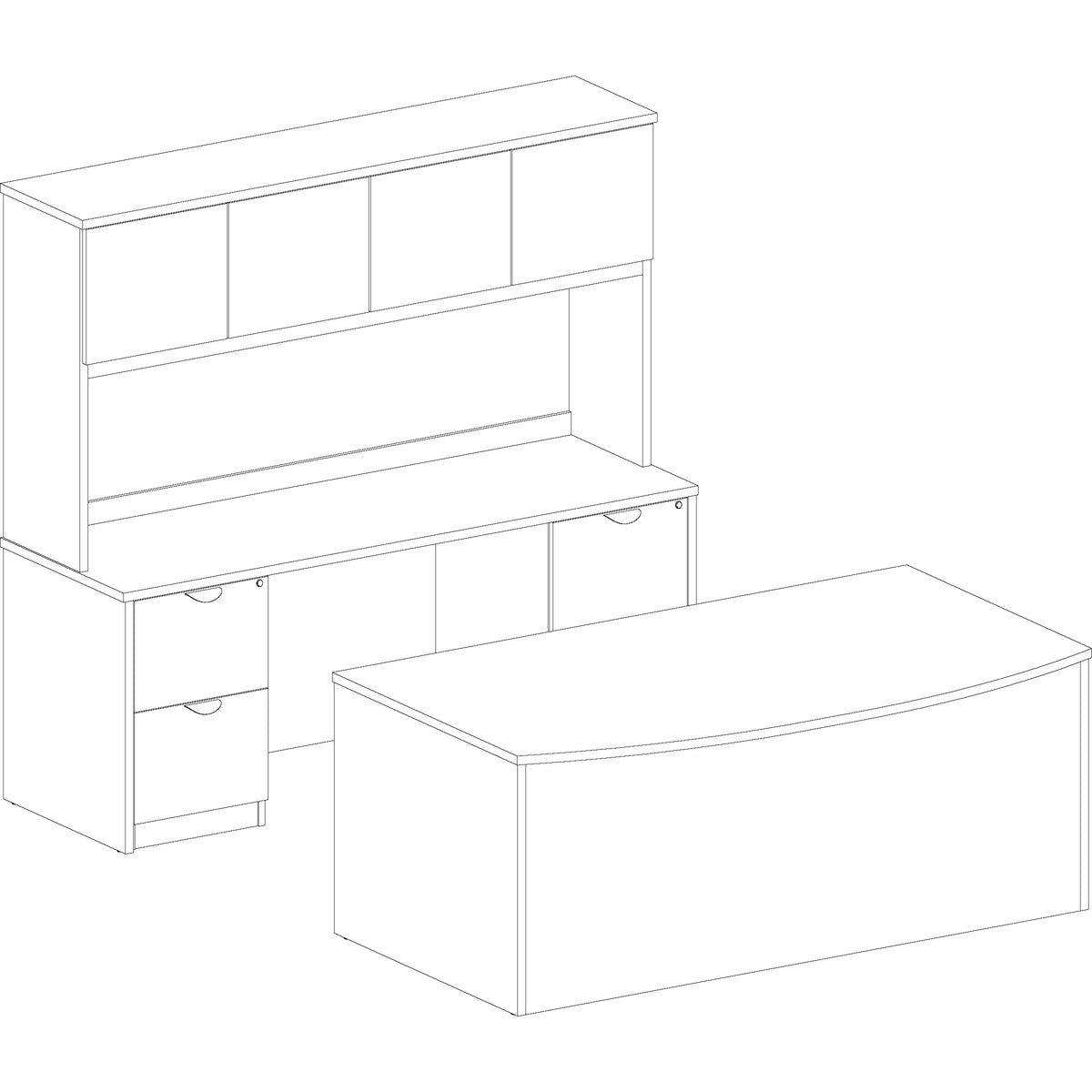 Mahogany Laminate 2 Drawer Double-Pedestal Credenza R11930