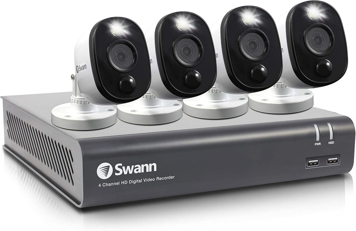 Black 4 Channel 4 Cameras DVR CCTV Security Camera System P765182