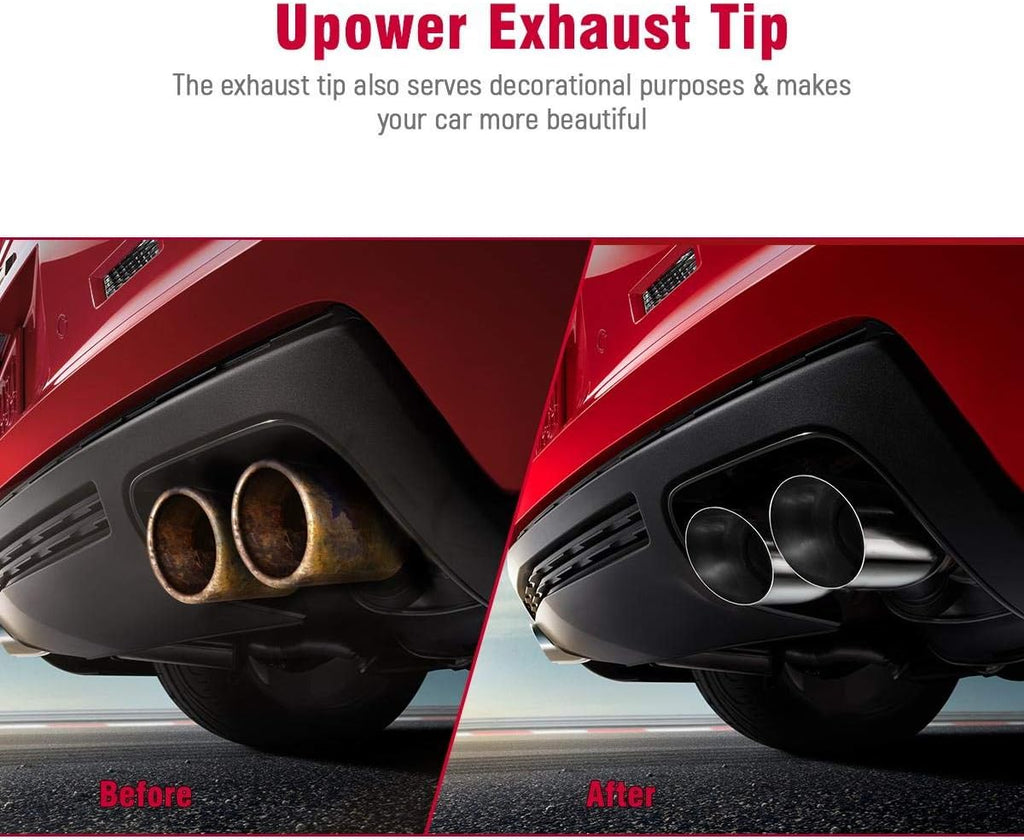 Pair of 304 Stainless Steel Dual Exhaust Tips, 2.5 inch Inlet, 3.5 inch Outlet, 10.25 inch Length, Pack of 2 D61527