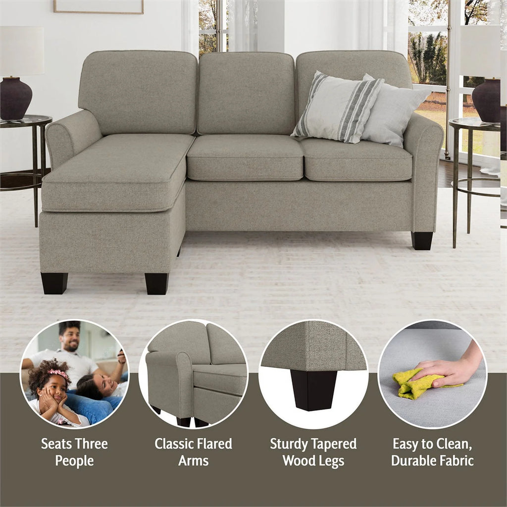 Reversible Sectional Chaise Greige Brown Fabric D771