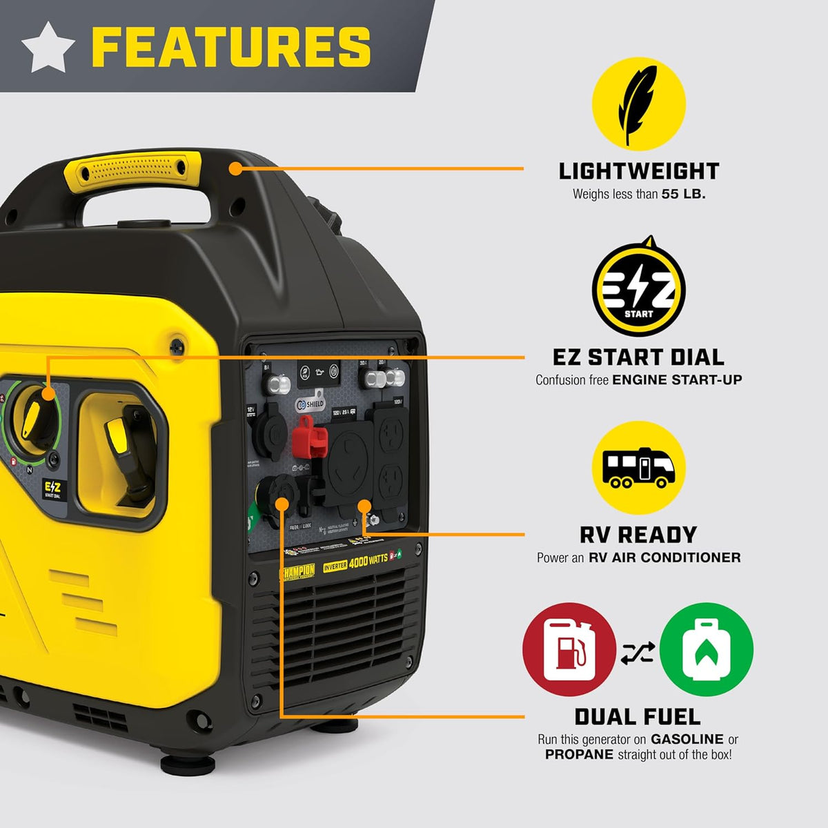4000-Watt Dual Fuel Portable Inverter Generator M3727