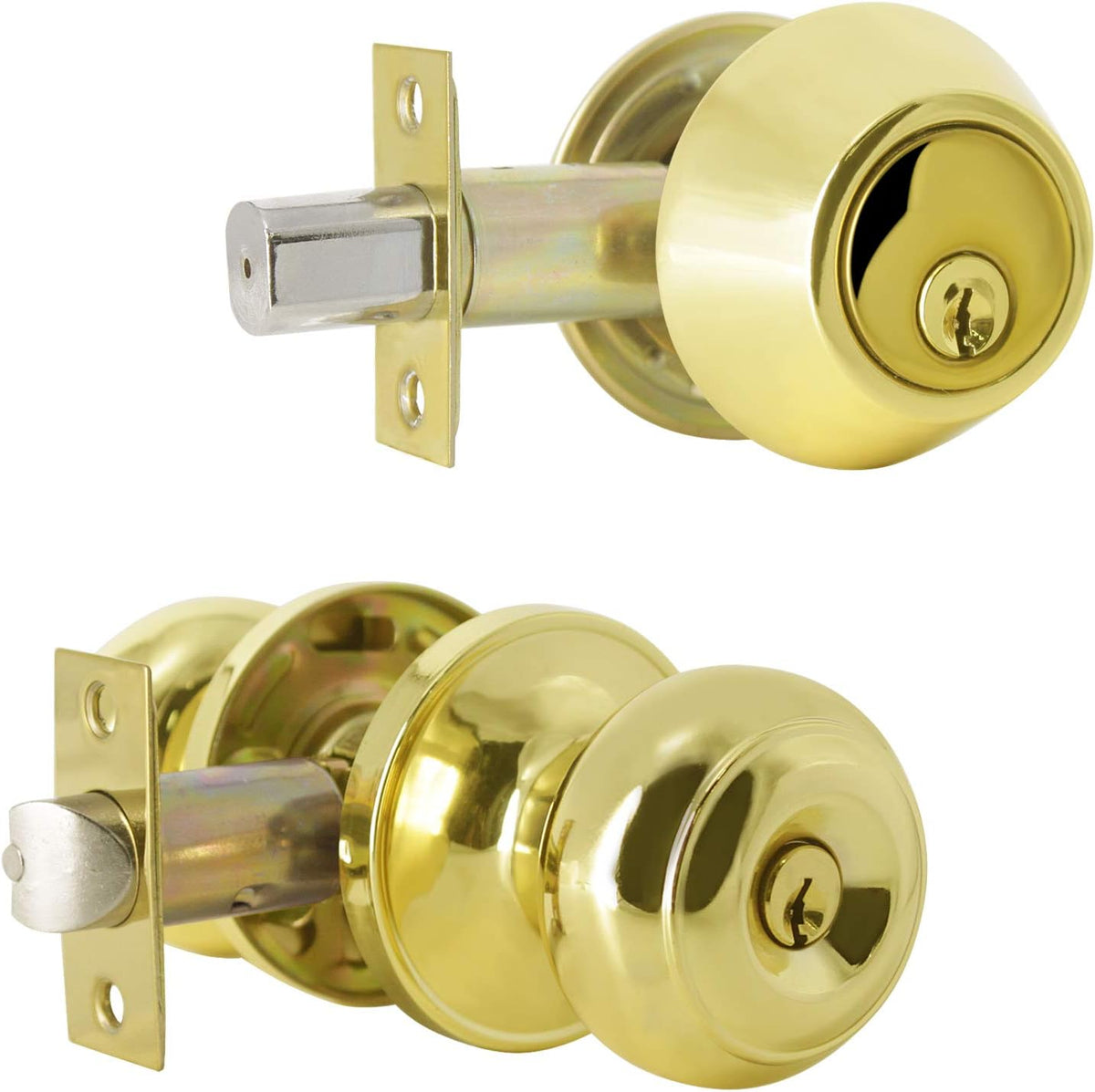 Oil Rubbed Bronze Entry Door Knob and Double Cylinder Deadbolt Lock Combo Set, Set of 4 X910