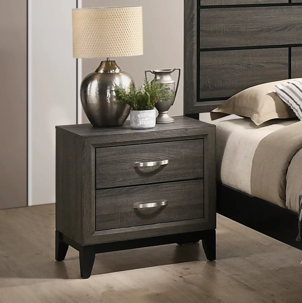 King Size Wood Bedroom Set with Bed Dresser Mirror Nightstand Chest A225856