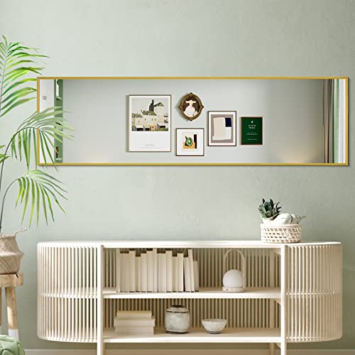 59"x16" Black Full Length Floor Mirror with Aluminum Alloy Frame G752