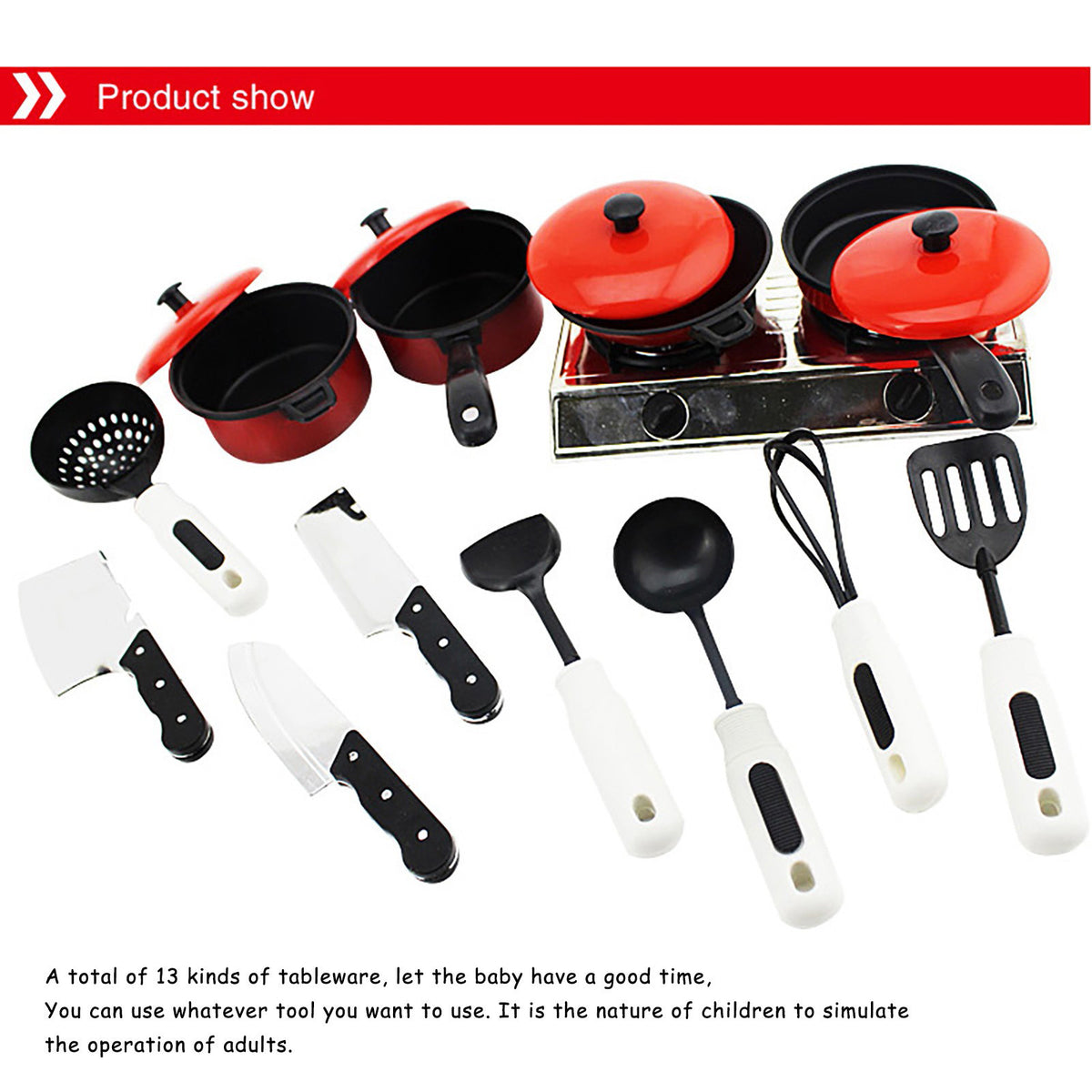 13 Piece Kitchen Toys Set with Pots and Pans R62535