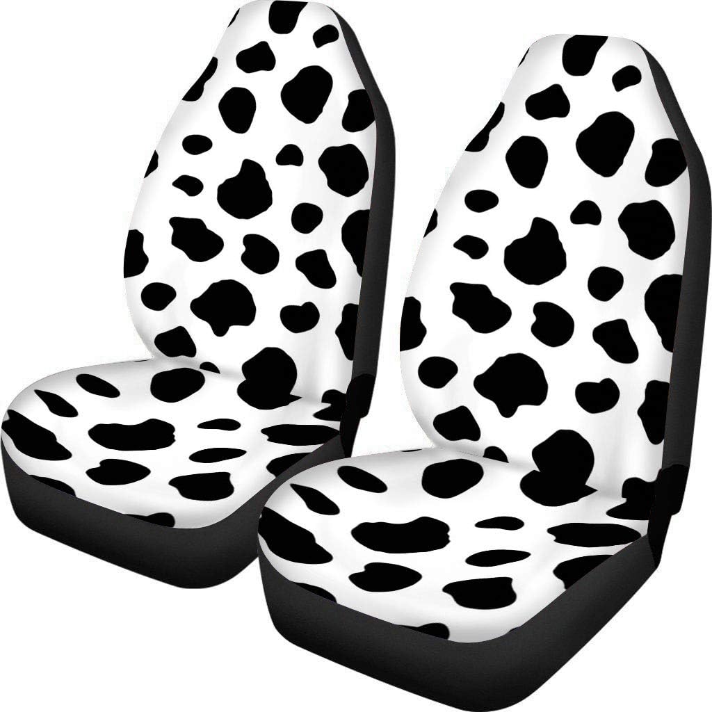 Set of 2 Brown Cow Fur Print Car Seat Covers P303