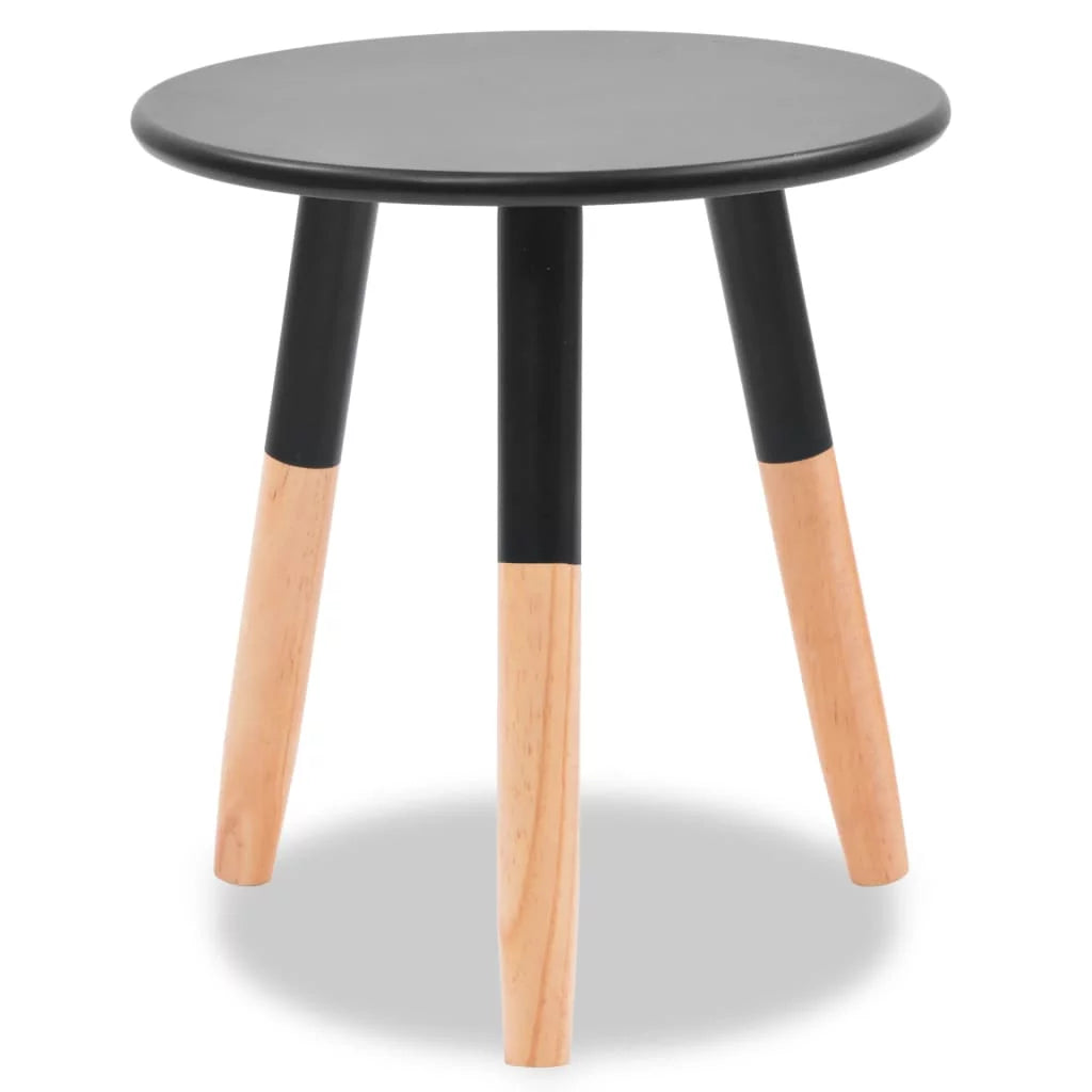 Black 2 Piece Solid Pinewood Side Table Set E19363