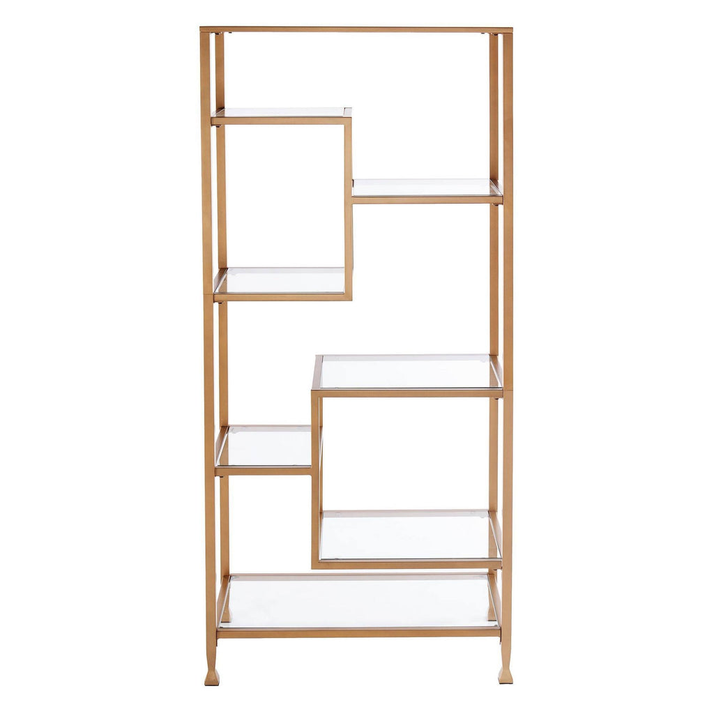 Gold Metal Glass Etagere Bookcase I7682